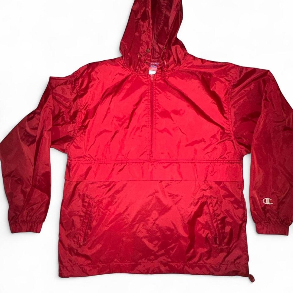 Red Champion windbreaker jacket